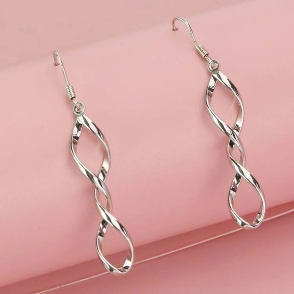Twist Drop Earrings Silver Plated - Picture 3 of 8